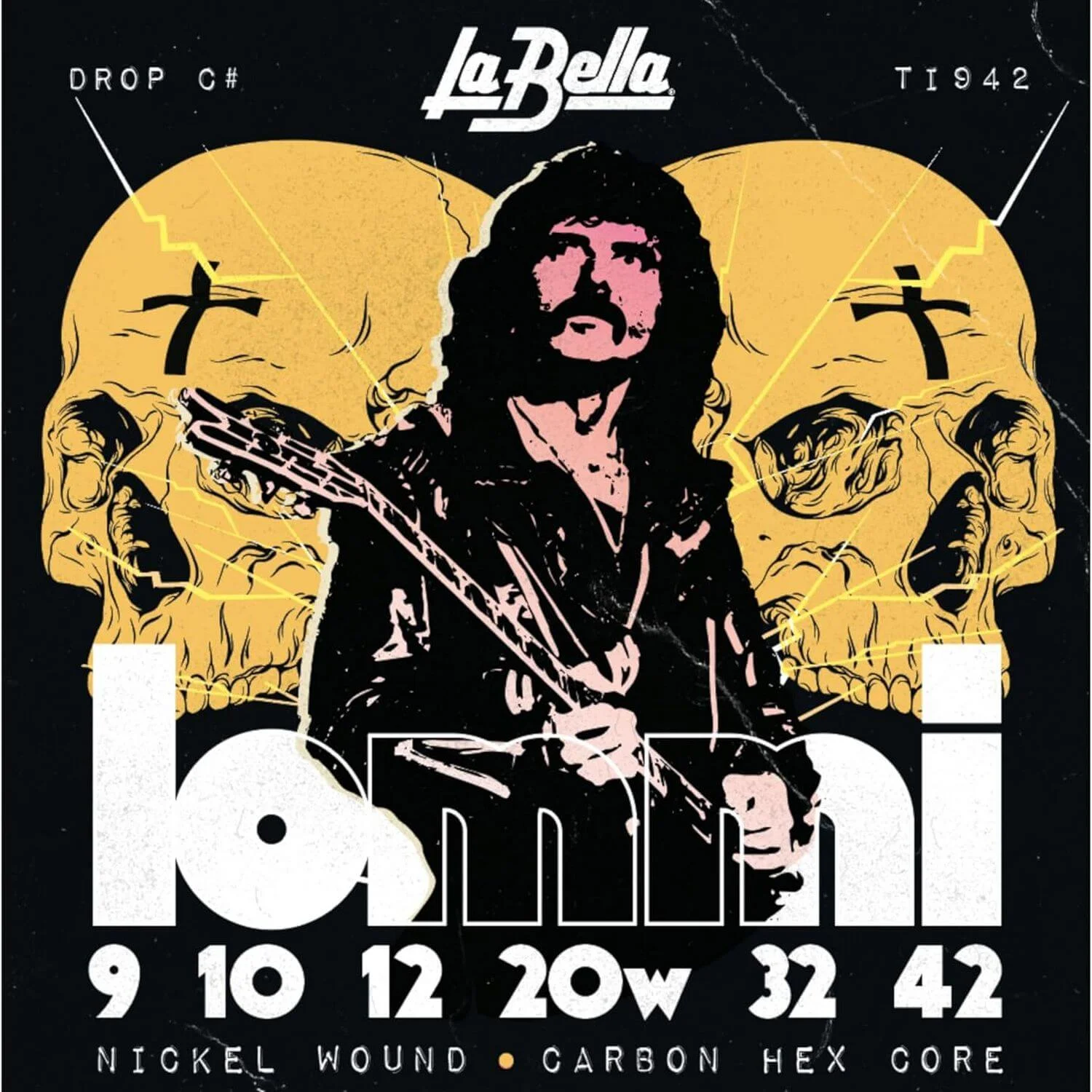 Φωτογραφία προϊόντος: La Bella TI942 Tony Iommi Signature Χορδές Ηλεκτρικής Κιθάρας 9-42 (C# Standard)