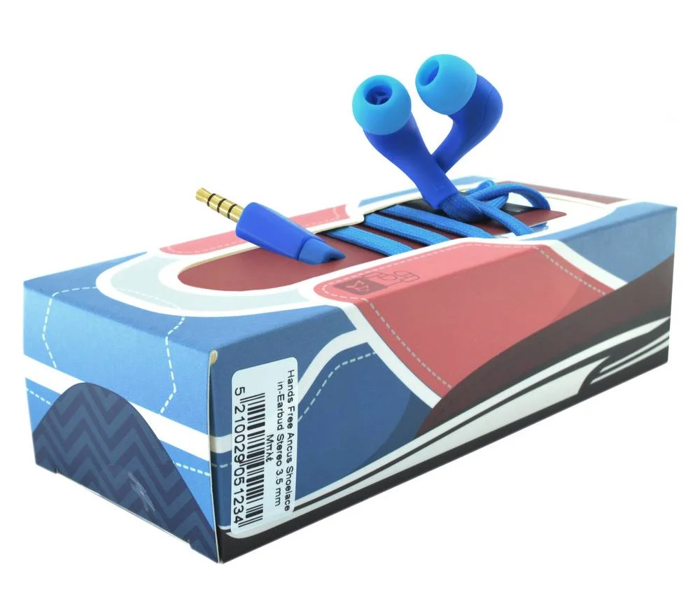 Φωτογραφία προϊόντος: Hands Free Ancus Shoelace in-Earbud Stereo 3.5mm για Apple-Samsung-Sony-LG-Huawei Μπλέ με Καλώδιο Κορδόνι, Μικρόφωνο, Πλήκτρο Απάντησης