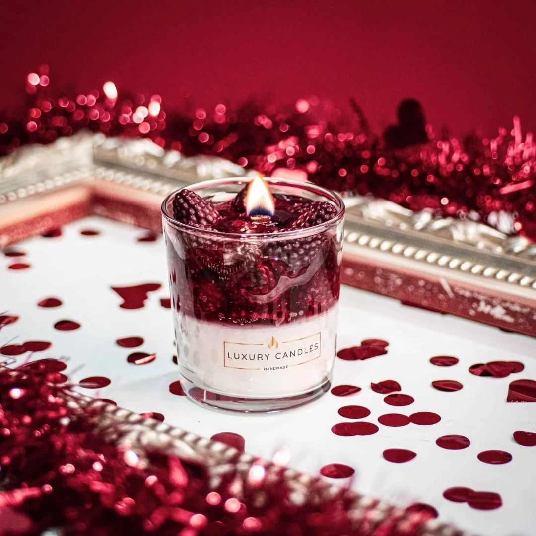 Φωτογραφία προϊόντος: Luxury Candles, Χειροποίητο 080115 Luxury Candles Χειροποίητο διακοσμητικό αρωματικό κερί σόγιας Raspberry Cheesecake