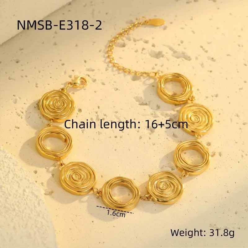 Φωτογραφία προϊόντος: Peach Jewelry Βραχιόλι Κλασικό Στυλ Σχήμα Κύκλος Χρώμα Χρυσό Από Ανοξείδωτο Ατσάλι 304 16Κ Επίχρυσο