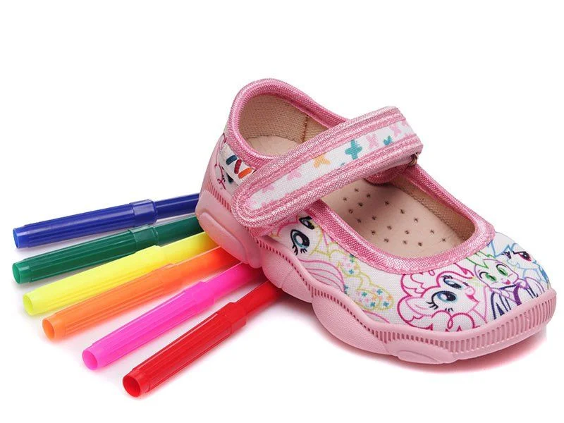 Φωτογραφία προϊόντος: Weestep πάνινα παπούτσια Slippers για κορίτσια σε ροζ χρώμα που ζωγραφίζονται με μαρκαδόρους