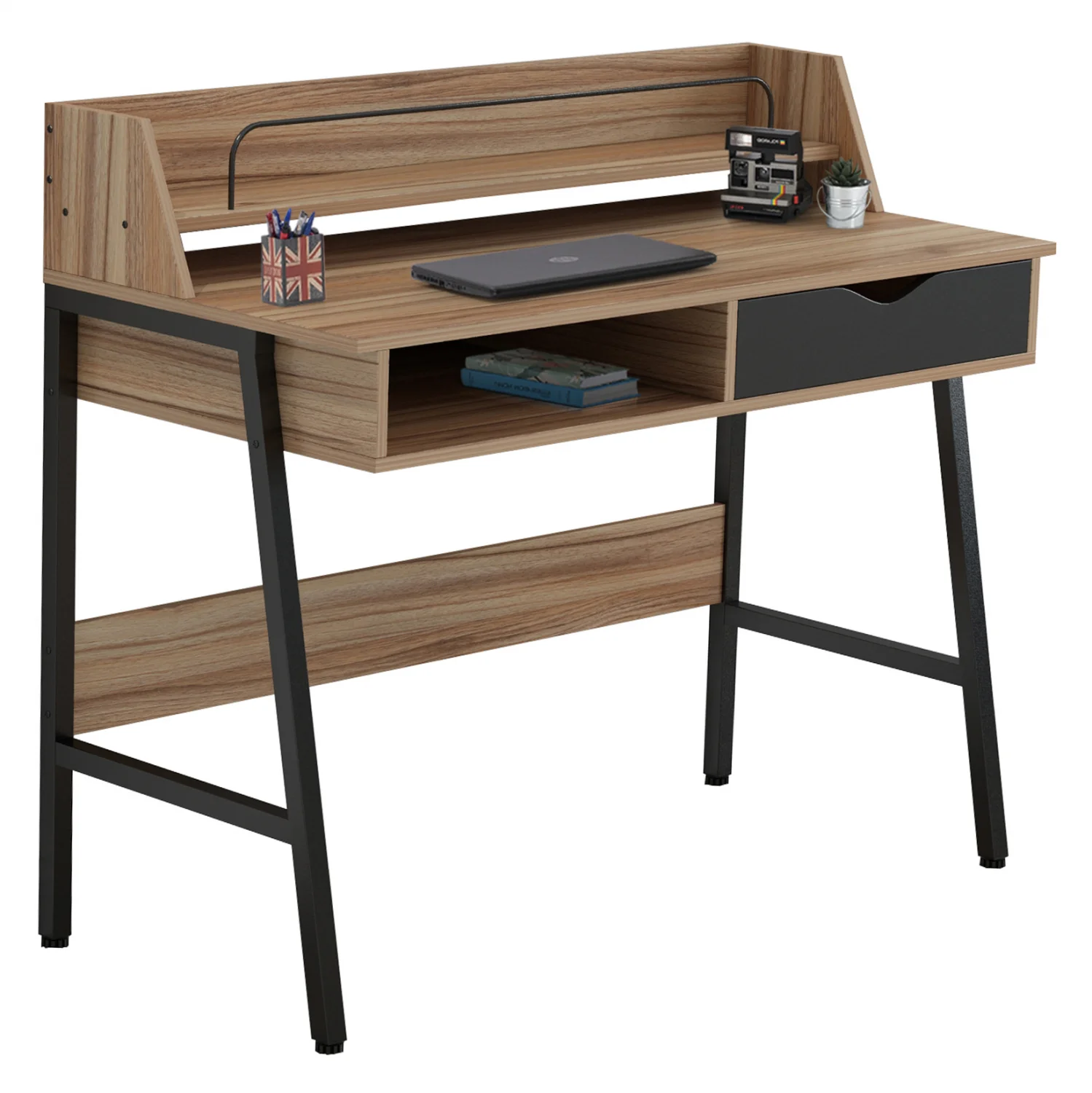 Φωτογραφία προϊόντος: b2b markt ΓΡΑΦΕΙΟ OLIVIER HM2129.02 ΜΕΛΑΜΙΝΗ ΣΕ ΚΑΡΥΔΙ-ΜΑΥΡΟ-ΜΑΥΡΟΣ ΜΕΤΑΛΛΙΚΟΣ ΣΚΕΛΕΤΟΣ 104x48x89Υεκ