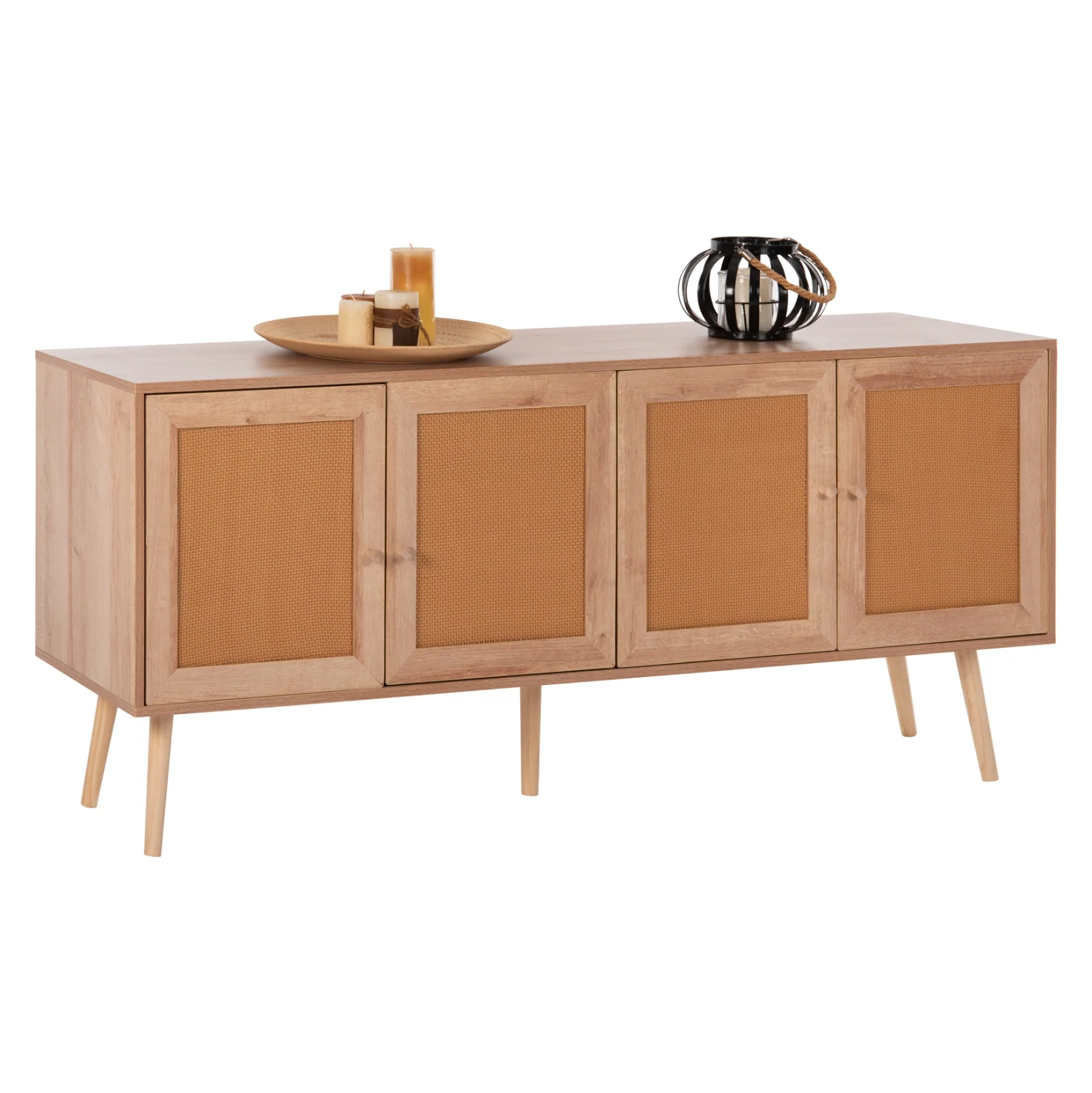 Φωτογραφία προϊόντος: b2b markt ΜΠΟΥΦΕΣ COLM HM9440.11 ΜΕΛΑΜΙΝΗΣ & ΣΥΝΘΕΤΙΚΟ RATTAN ΣΤΙΣ 4 ΠΟΡΤΕΣ 160x39,5x71Yεκ.