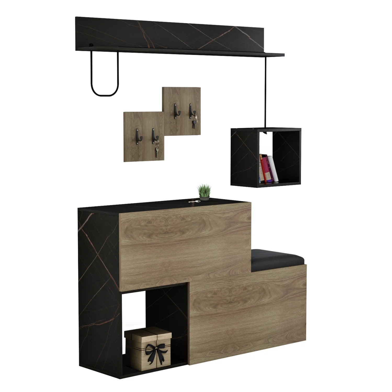 Φωτογραφία προϊόντος: b2b markt ΕΠΙΠΛΟ ΕΙΣΟΔΟΥ CERB HM8957.12 ΜΕΛΑΜΙΝΗ ΣΕ ΦΥΣΙΚΟ-ΜΑΥΡΟ ΜΑΡΜΑΡΟ 120x20x72Υεκ.