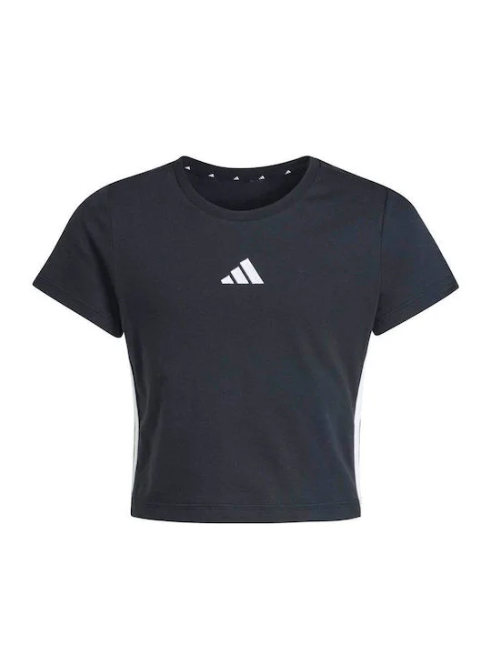 Φωτογραφία προϊόντος: Adidas Crop κοντομάνικη μπλούζα Essentials 3-Stripes Single Jersey Tee JZ1211 ΜΑΥΡΟ