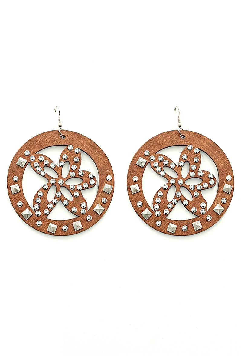 Φωτογραφία προϊόντος: ΟΕΜ WOOD EARRINGS σκουλαρίκια ξύλινα με λουλούδι