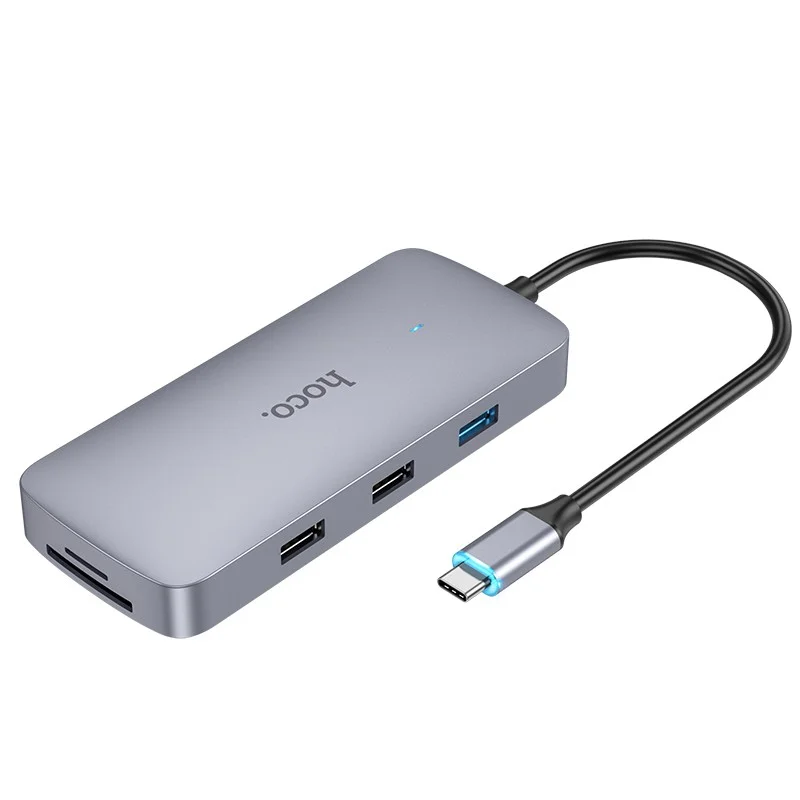 Φωτογραφία προϊόντος: Hub USB-C Hoco HB33 Easy 10-in-1 με HDMI 4K USB-C PD100W USB3.0 2xUSB SD Micro-SD RJ45 VGA and 3.5mm Γκρι 18cm