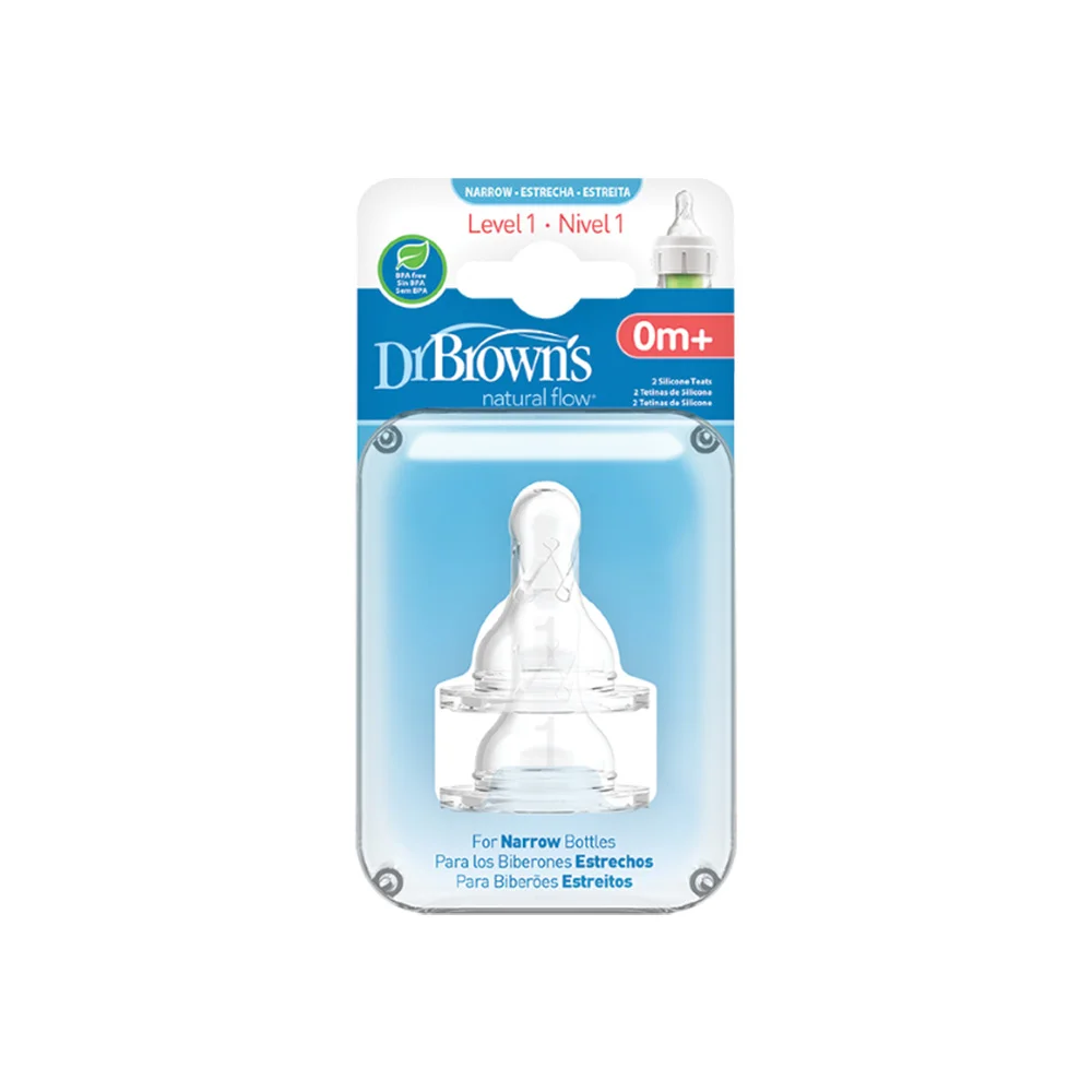 Φωτογραφία προϊόντος: DR. BROWN'S Σετ 2τμχ. Θηλή σιλικόνης με στενό λαιμό 0m+ - 302
