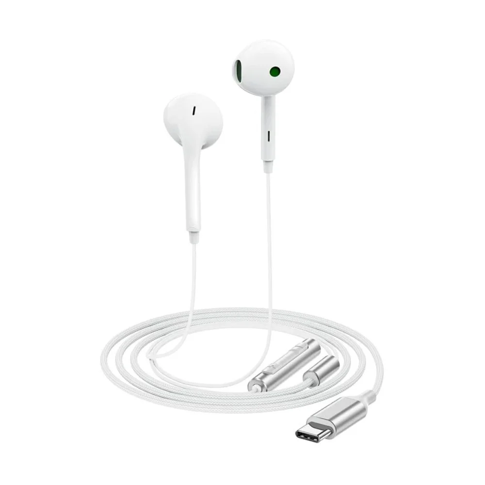 Φωτογραφία προϊόντος: Hands Free Acefast L7 Earphones Stereo USB-C με Μικρόφωνο και Πλήκτρο Λειτουργίας Braided Λευκό 1.2m. Συμβατά με Όλες τις Συσκευές USB-C.