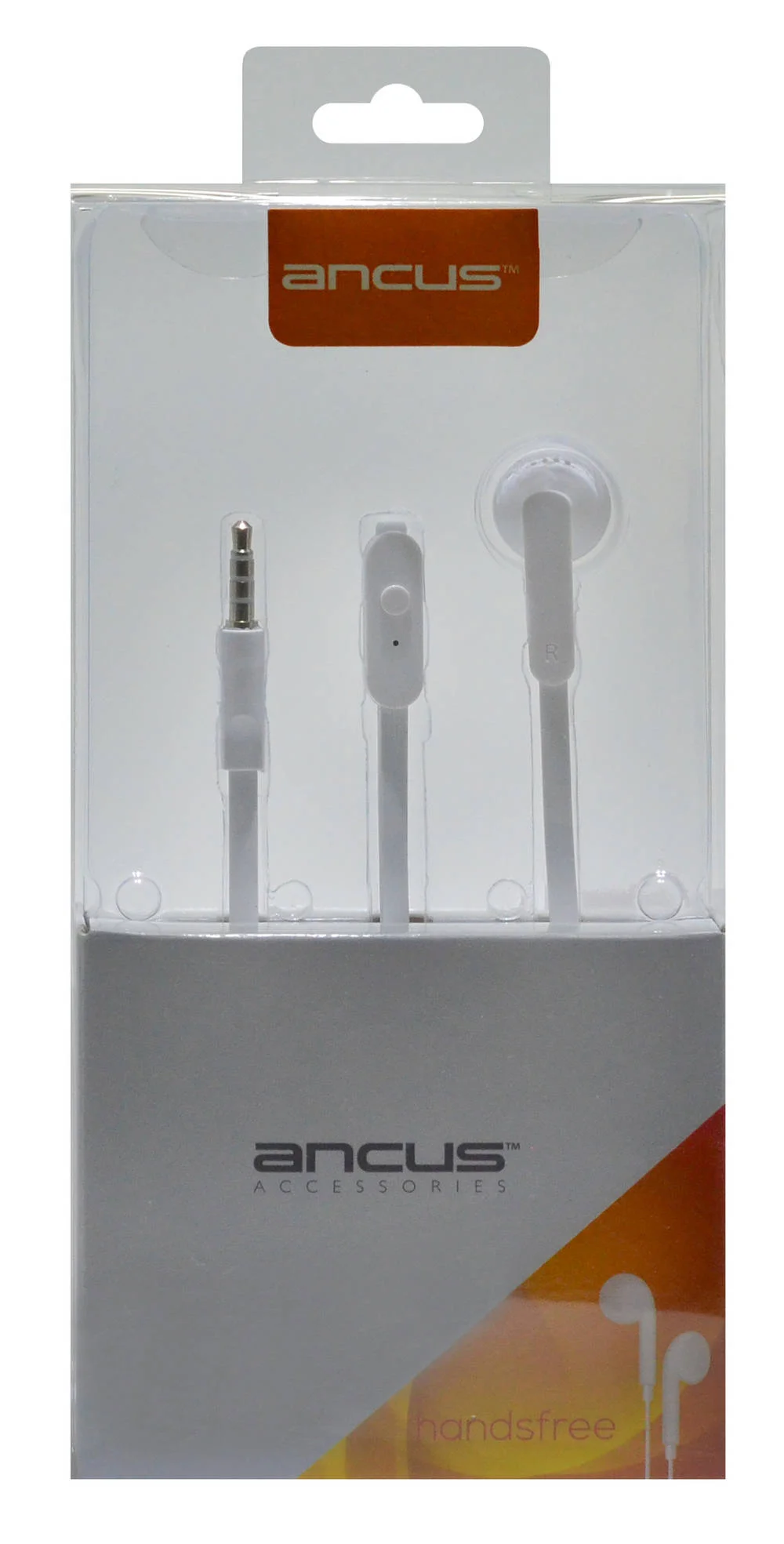 Φωτογραφία προϊόντος: Hands Free Ancus Zeno Mono 3.5mm για Apple-Samsung-HTC-Sony Λευκό με Καλώδιο Πλακέ και Πλήκτρο Απάντησης