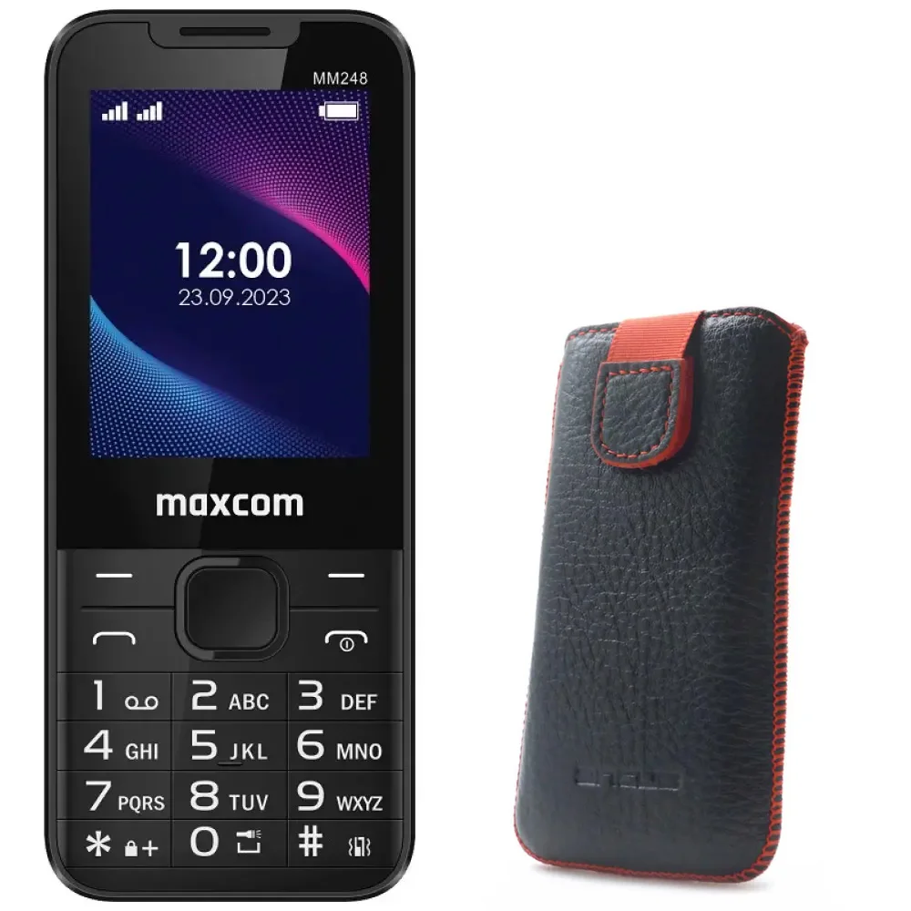Φωτογραφία προϊόντος: Maxcom Strong MM248 (Dual Sim) 2.4" 4G και Δώρο Θήκη Protect Ancus Δέρμα Μαύρη με Κόκκινη Ραφή