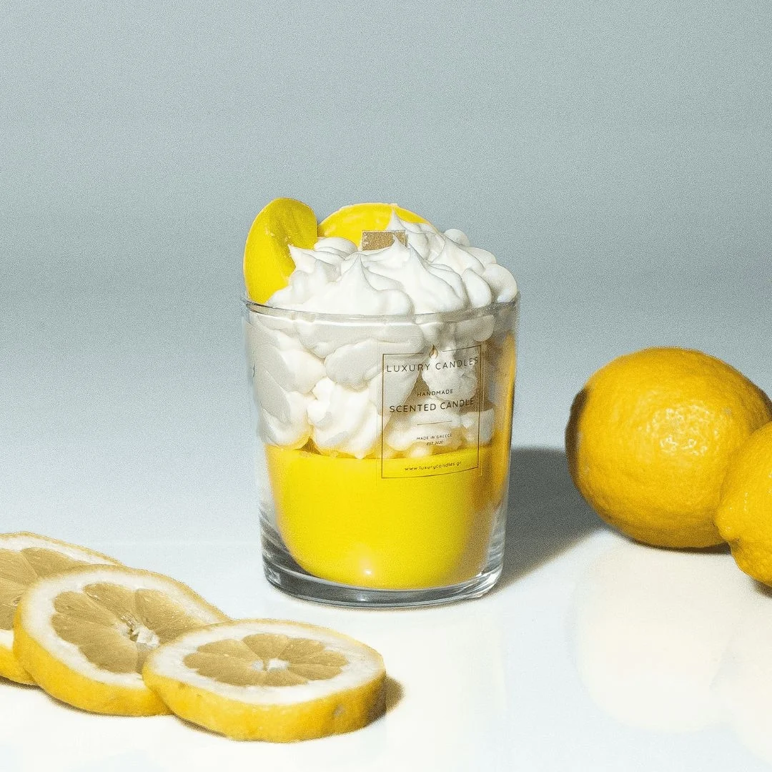 Φωτογραφία προϊόντος: Luxury Candles, Χειροποίητο 007107 Luxury Candles Χειροποίητο διακοσμητικό αρωματικό κερί σόγιας Lemon Tart