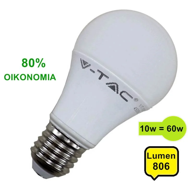 Φωτογραφία προϊόντος: V-TAC Λάμπα LED E27 10W 806 Lum Θερμό Λευκό