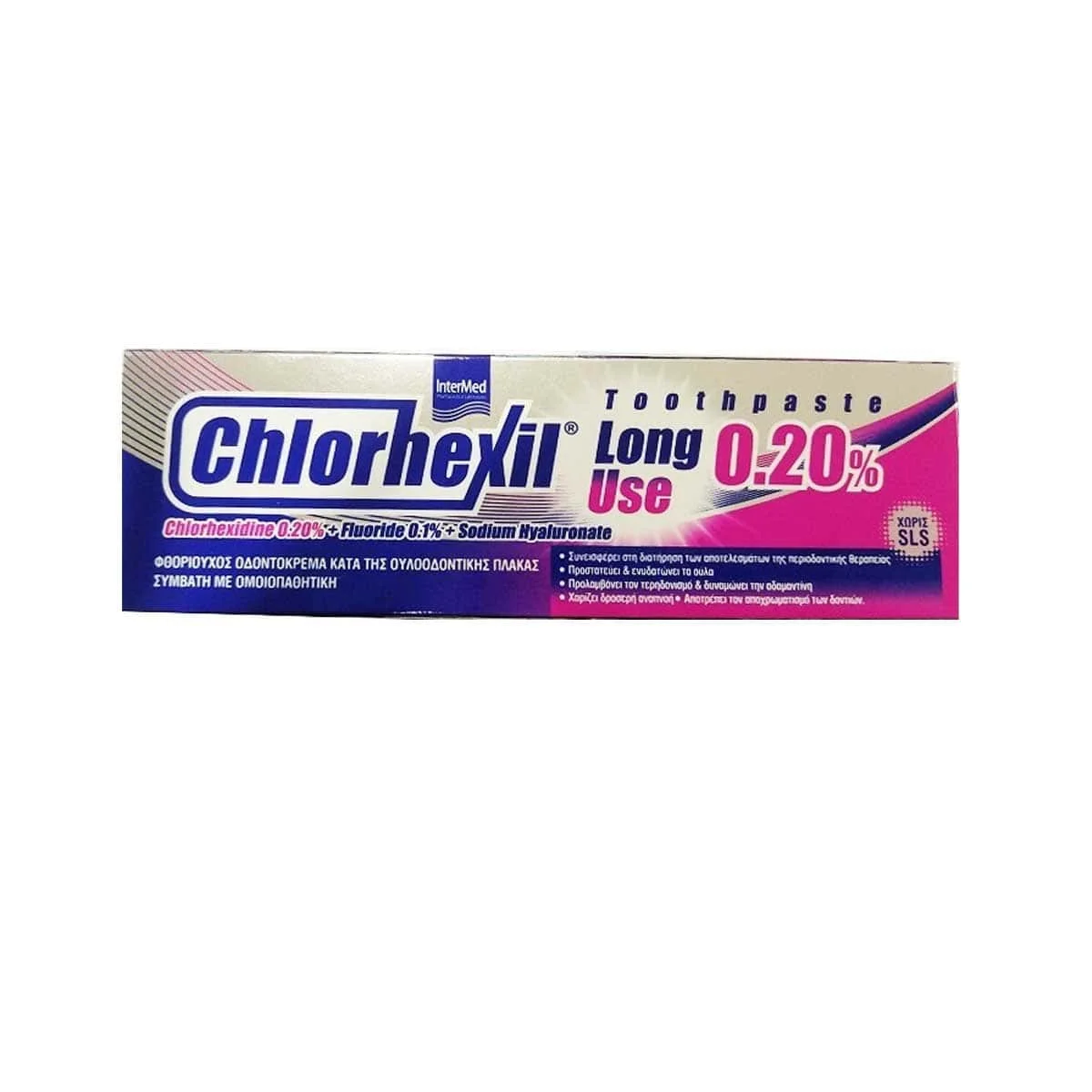 Φωτογραφία προϊόντος: Medipharmacy Intermed Chlorhexil 0.20% Long Use Toothpaste Κατά της Ουλοοδοντικής Πλάκας 100 ml