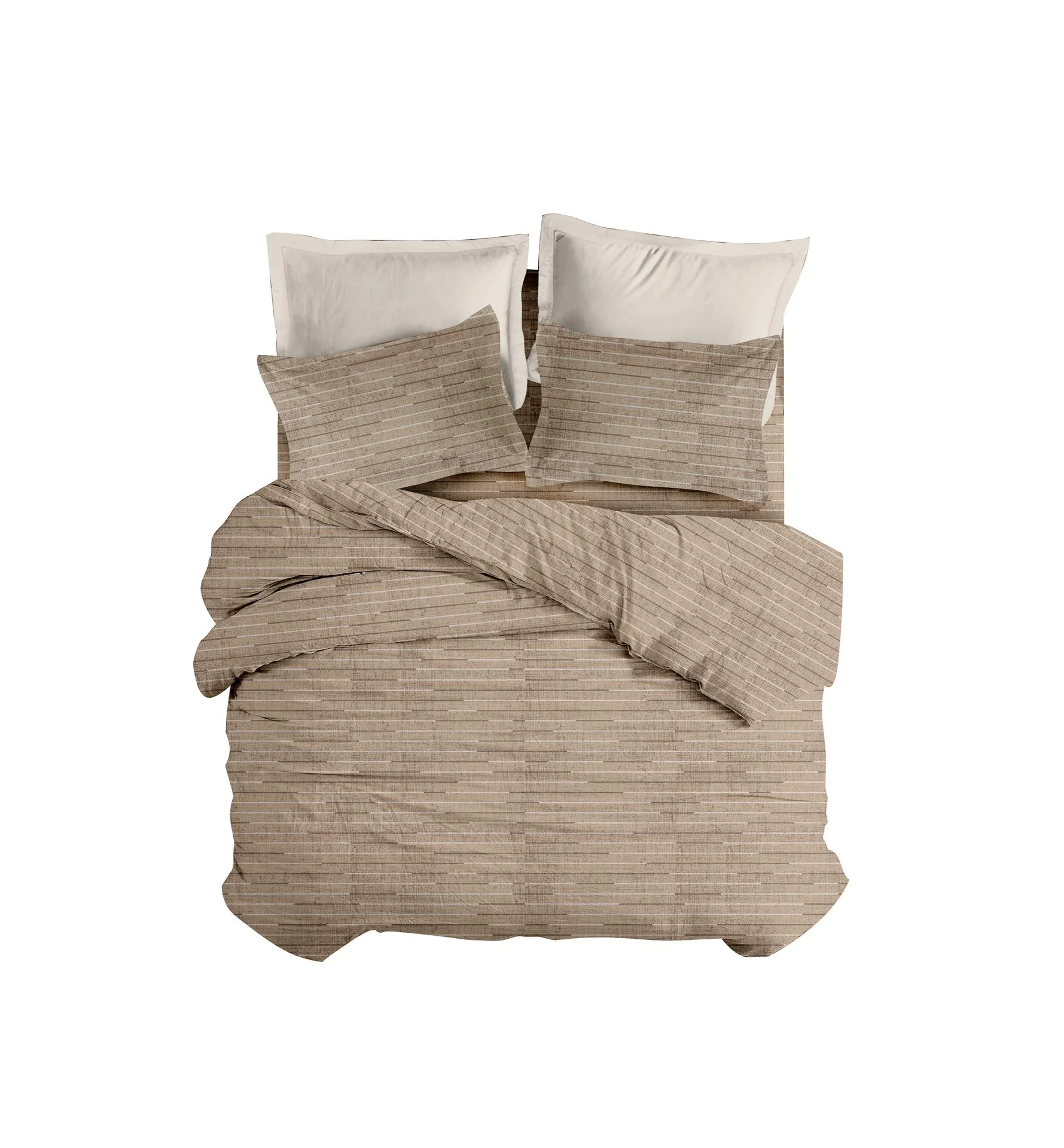 Φωτογραφία προϊόντος: Makis Tselios ΣΕΤ ΣΕΝΤ M FLAT LINES (BROWN3) 2*170x260cm 50x70cm FLANNEL 100%COTTON