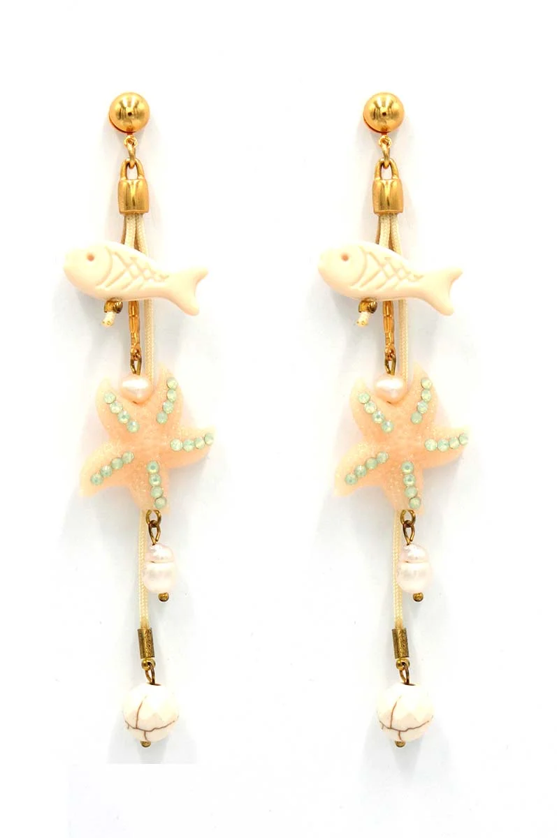 Φωτογραφία προϊόντος: Angelo Barreta HANDMADE EARRINGS σκουλαρίκια με ψάρια +amp; αστερίες από επιχρυσωμένο ορείχαλκο