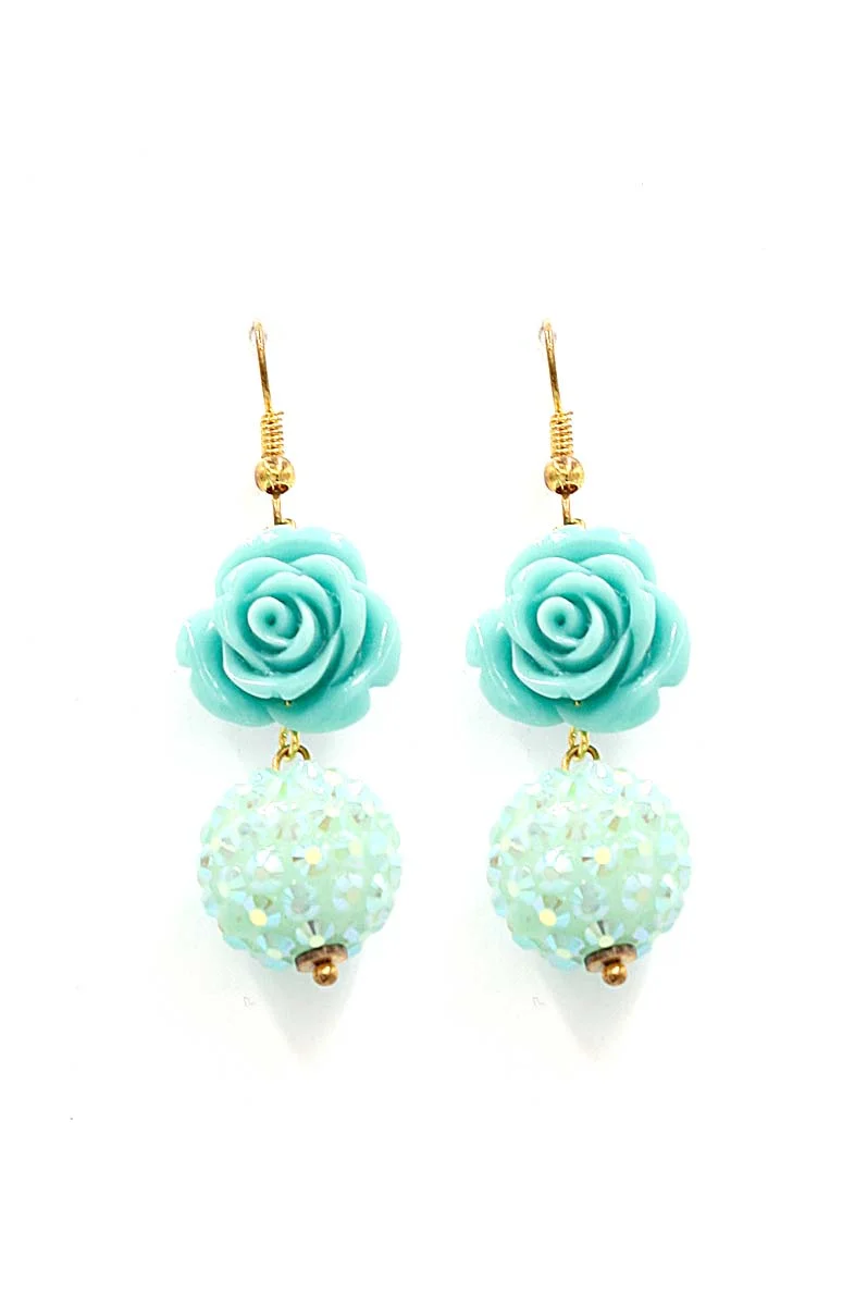 Φωτογραφία προϊόντος: Angelo Barreta ROSE EARRINGS σκουλαρίκια επιχρυσωμένου ορείχαλκου με τριαντάφυλλο σε τυρκουάζ χρώμα