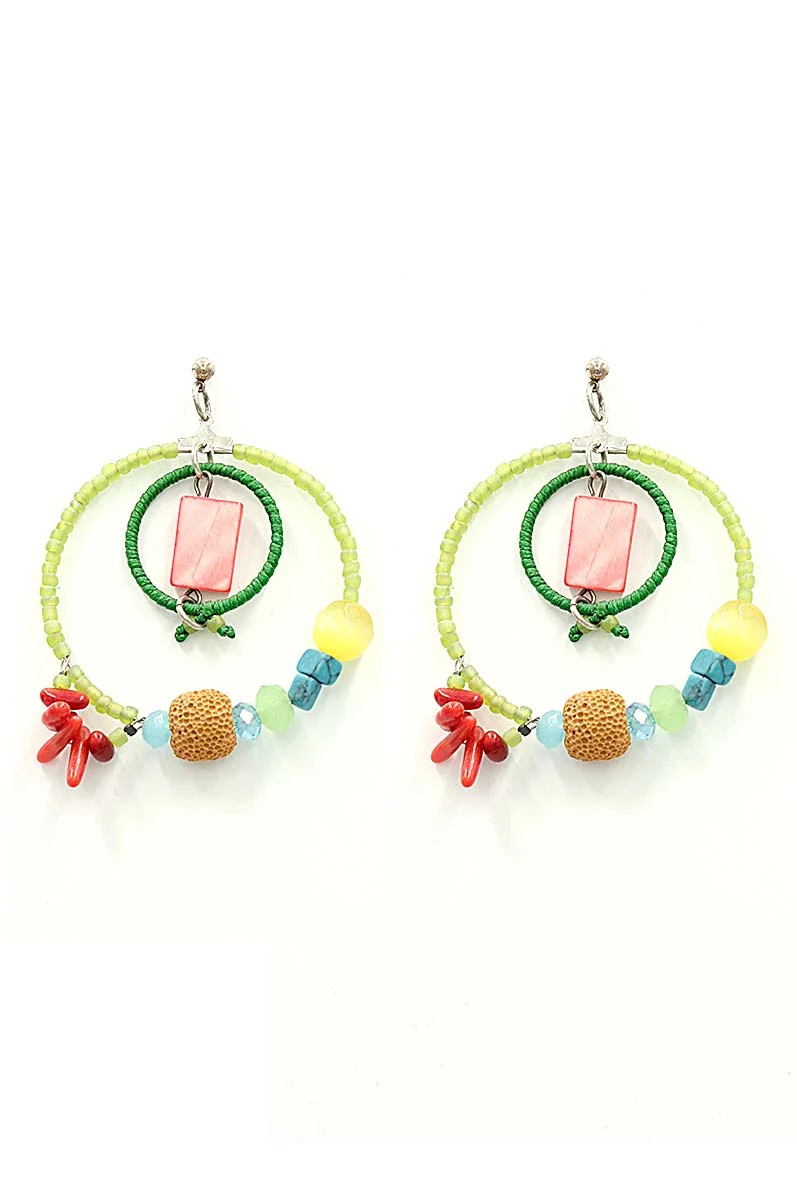 Φωτογραφία προϊόντος: Nikolis Group HANDMADE EARRINGS κρίκοι επαργυρωμένου ορείχαλκου με πολύχρωμες χάντρες