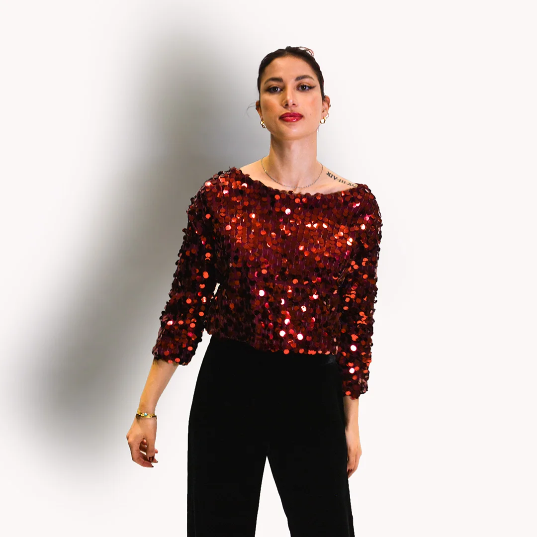 Φωτογραφία προϊόντος: A-Story Cherry Blue Sequins Top CBTO2009 Bordeaux