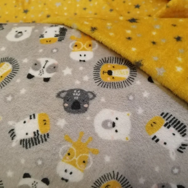 Φωτογραφία προϊόντος: OEM Fleece Διπλής όψης ζωάκια αστέρια 100x150
