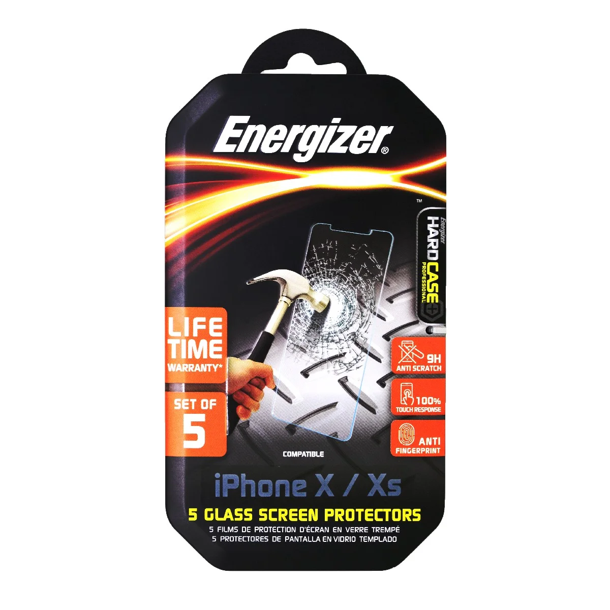 Φωτογραφία προϊόντος: Tempered Glass Energizer Hard Case Professional 9H Anti Fingerprint για Apple iPhone X/XS/11 Pro 5τεμ.