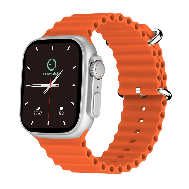 Φωτογραφία προϊόντος: Maxcom Smartwatch Ecowatch 2 1.95” 230mAh IP67 Ασημί με Πορτοκαλί Silicon Band με Call Function