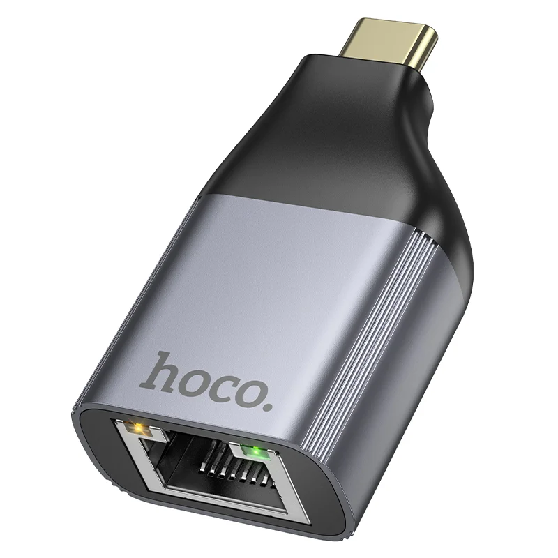 Φωτογραφία προϊόντος: Αντάπτορας Hoco UA35 USB-C σε RJ45 OTG 100Mbps Γκρι