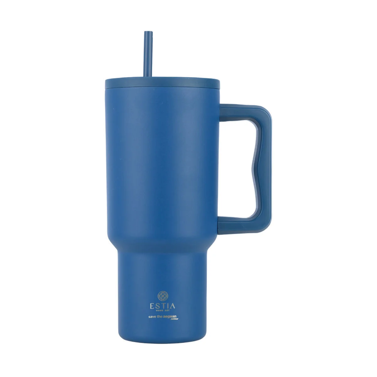 Φωτογραφία προϊόντος: ESTIA ΘΕΡΜΟΣ STRAW TUMBLER XL SAVE THE AEGEAN 900ml DENIM BLUE