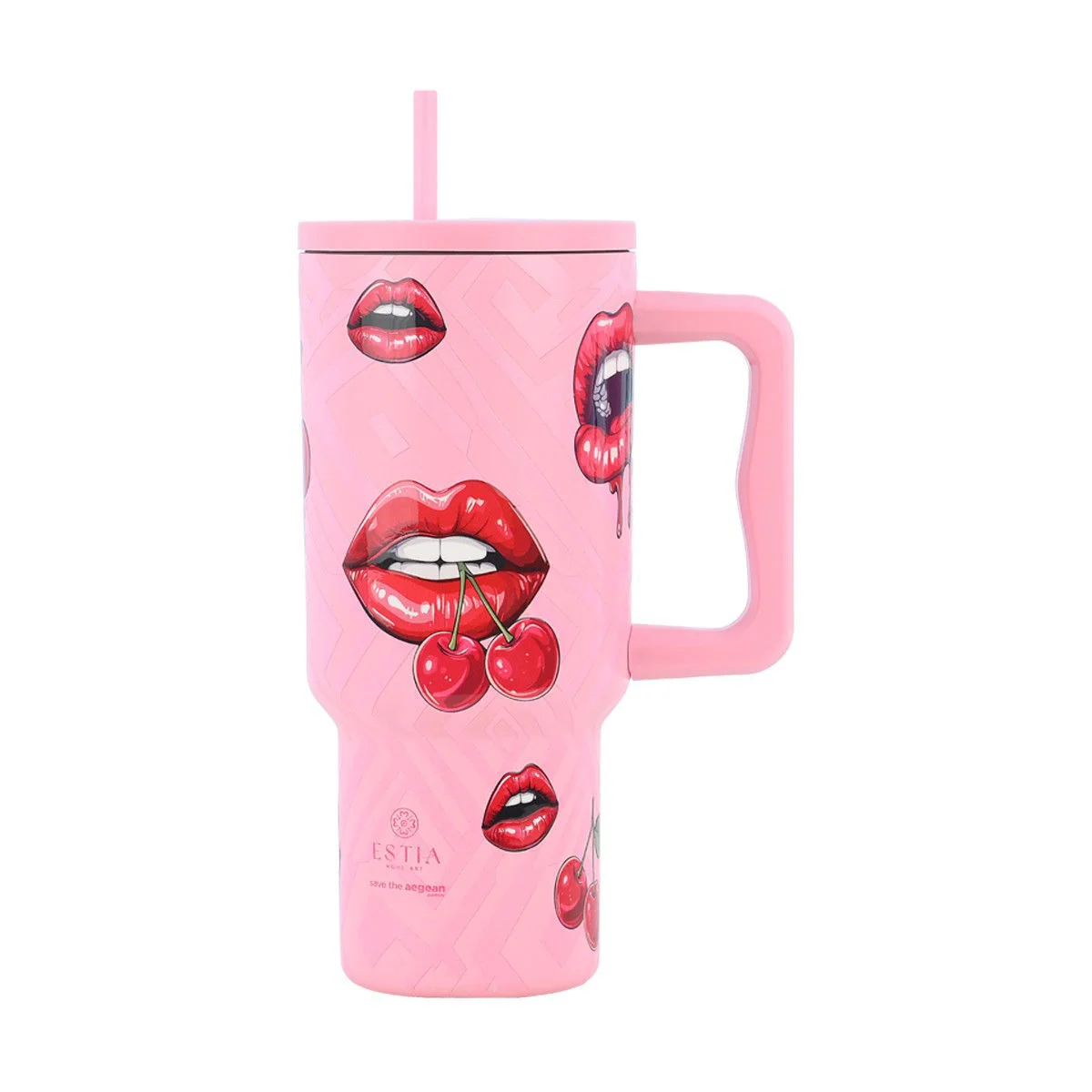 Φωτογραφία προϊόντος: ESTIA ΘΕΡΜΟΣ STRAW TUMBLER XL SAVE THE AEGEAN 900ml BLUSH POP