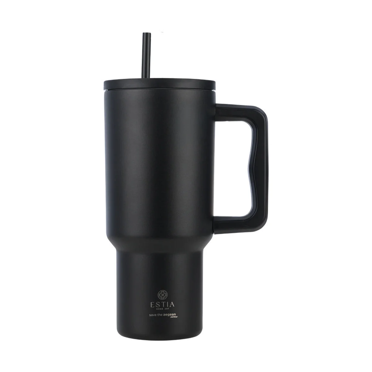 Φωτογραφία προϊόντος: ESTIA ΘΕΡΜΟΣ STRAW TUMBLER XL SAVE THE AEGEAN 900ml MIDNIGHT BLACK