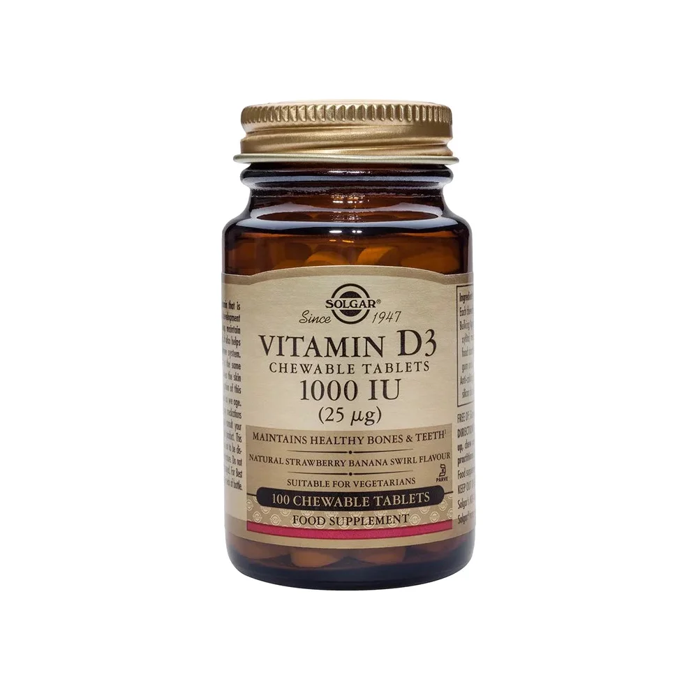 Φωτογραφία προϊόντος: SOLGAR VITAMIN D3 1000 IU (25μg) chewable tabs - 100tabs