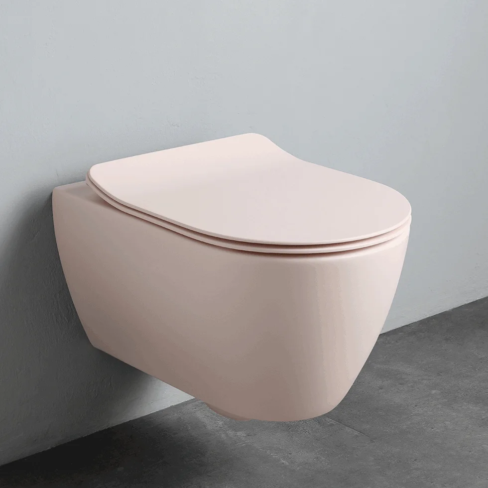 Φωτογραφία προϊόντος: Λεκάνη κρεμαστή με slim soft close καπάκι Scarabeo Moon Clean Flush Antique Pink 552000SC-810 χρώμα ροζ ματ Antique pink