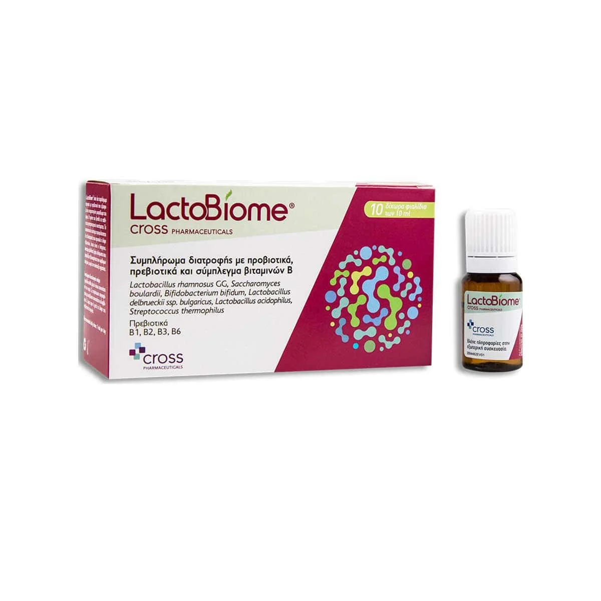 Φωτογραφία προϊόντος: Medipharmacy Cross Pharmaceuticals LactoBiome με Προβιοτικά και Πρεβιοτικά 10 φιαλιδια x 10 ml