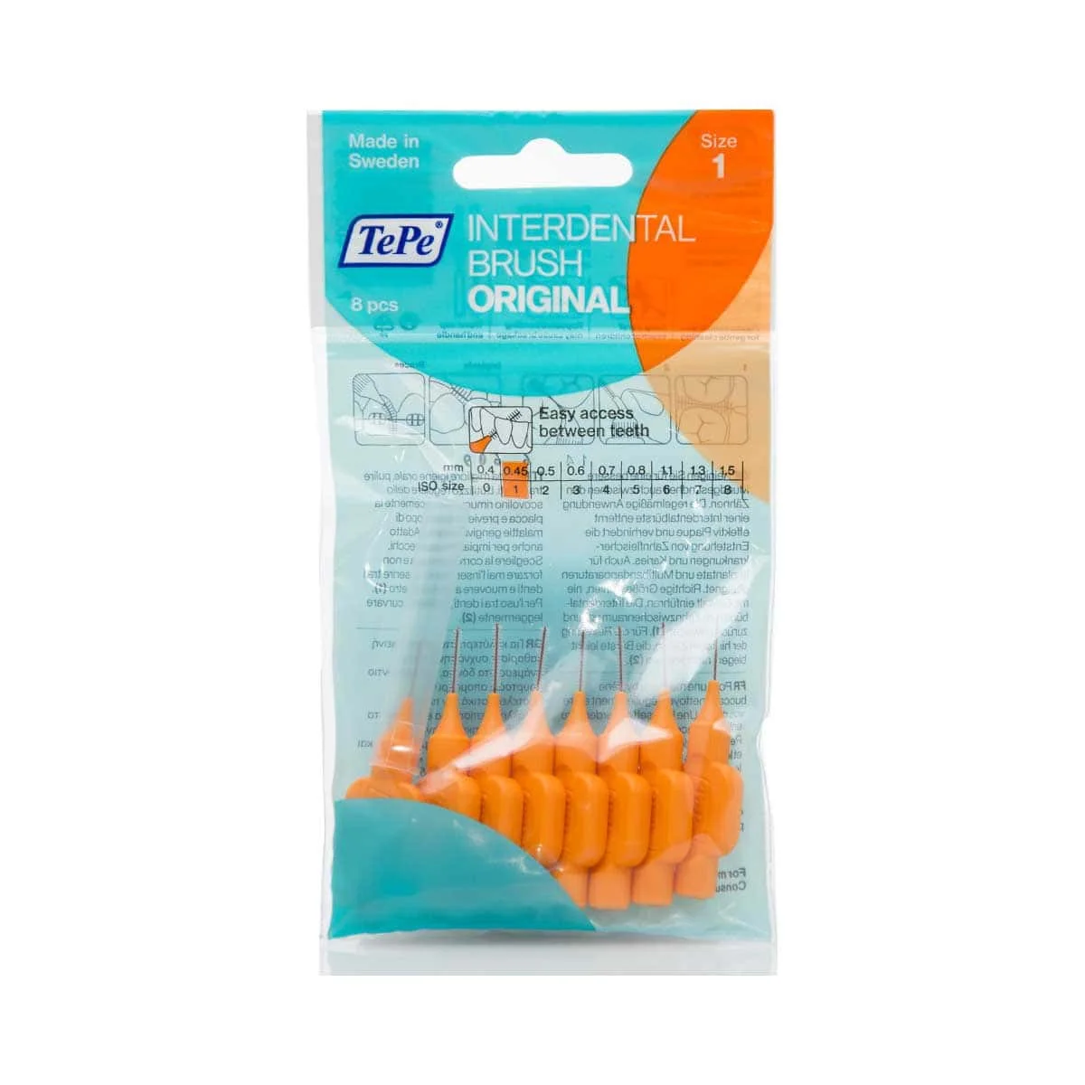 Φωτογραφία προϊόντος: Medipharmacy TePe Interdental Brushes Μεσοδόντια Βουρτσάκια 0.45 mm 8 τμχ Πορτοκαλί