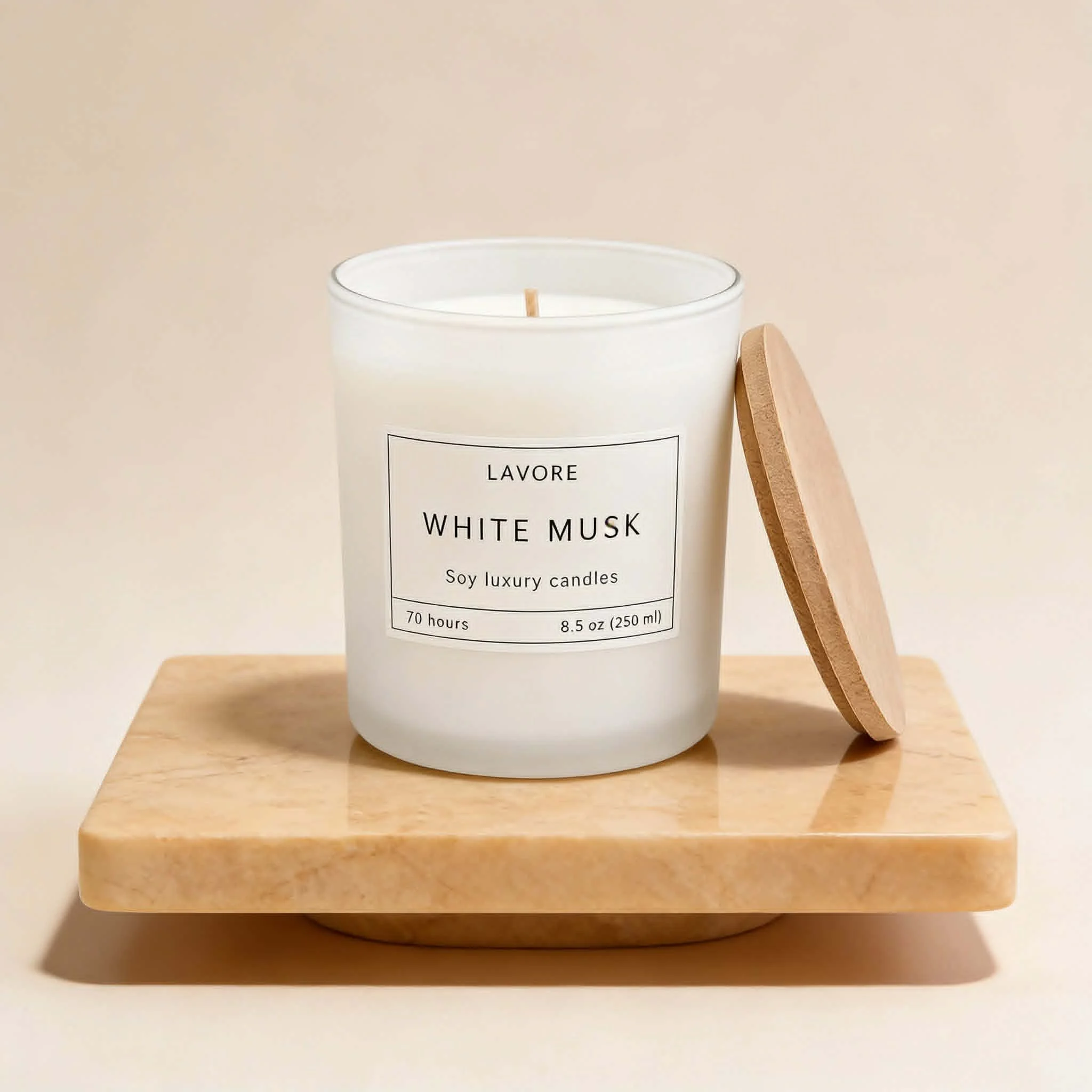 Φωτογραφία προϊόντος: LAVORE White Musk – Αρωματικό Κερί Σόγιας 250ml
