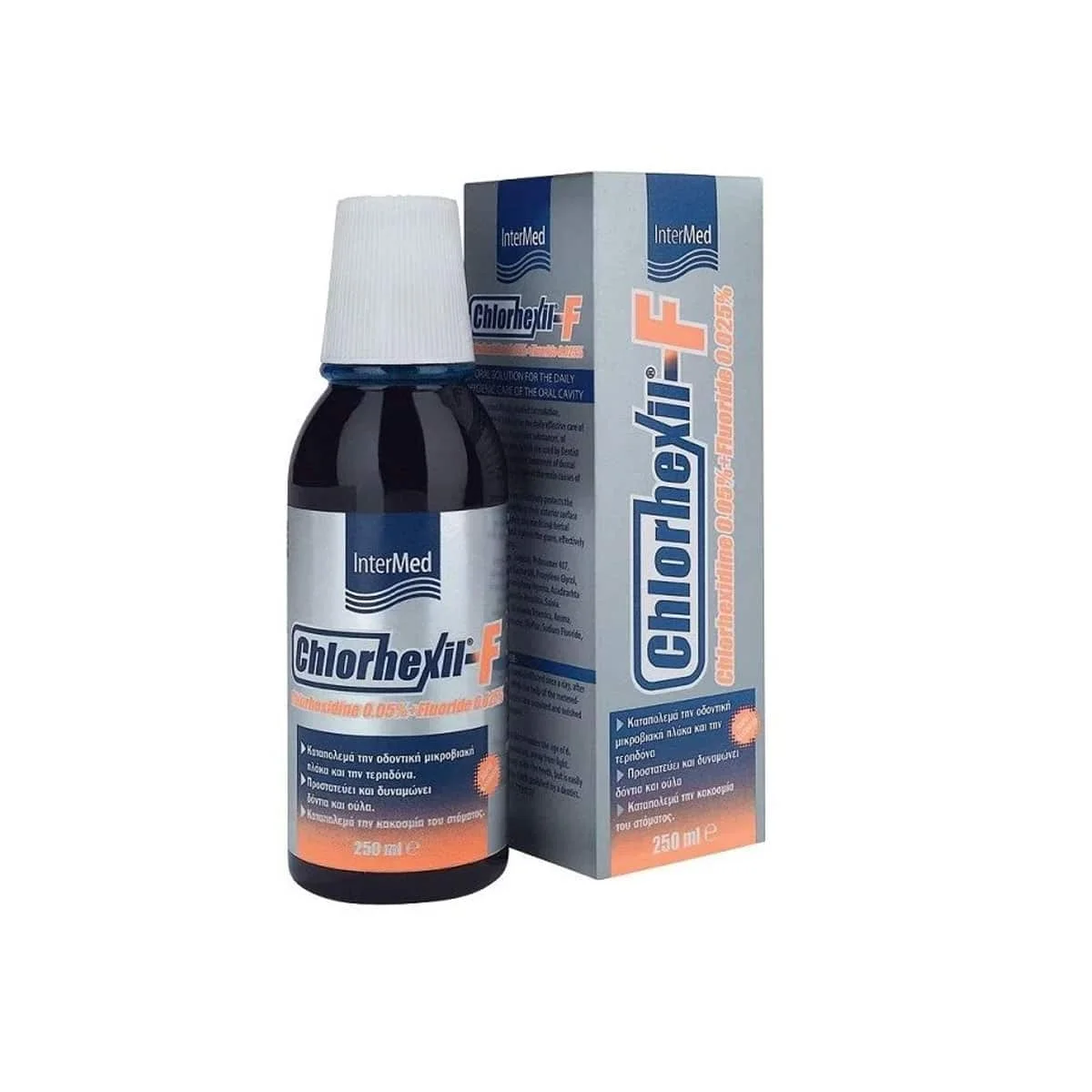 Φωτογραφία προϊόντος: Medipharmacy Intermed Chlorhexil-F Στοματικό Διάλυμα για την Καθημερινή Προστασία Δοντιών & Ούλων 250 ml