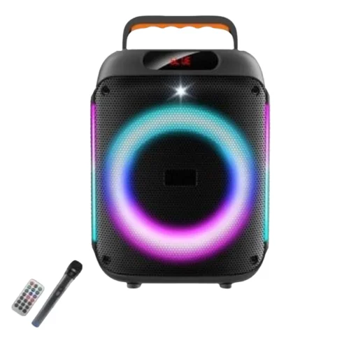 Φωτογραφία προϊόντος: OEM Ασύρματο ηχείο Karaoke Partybox Bluetooth 10W 6,5″ με ασύρματο μικρόφωνο, τηλεχειριστήριο και πολύχρωμο φωτισμό GY-601
