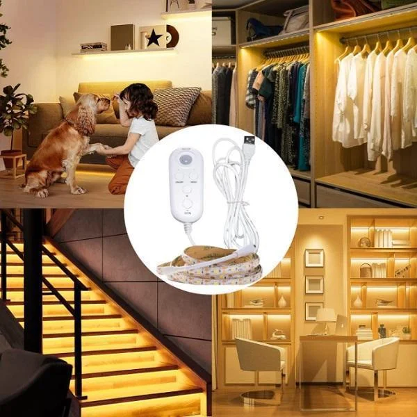 Φωτογραφία προϊόντος: OEM Ταινία LED με αισθητήρα κίνησης, 5M, υποδοχή USB, τηλεχειριστήριο 5V RZ-178 Θερμός φωτισμός 3000Κ