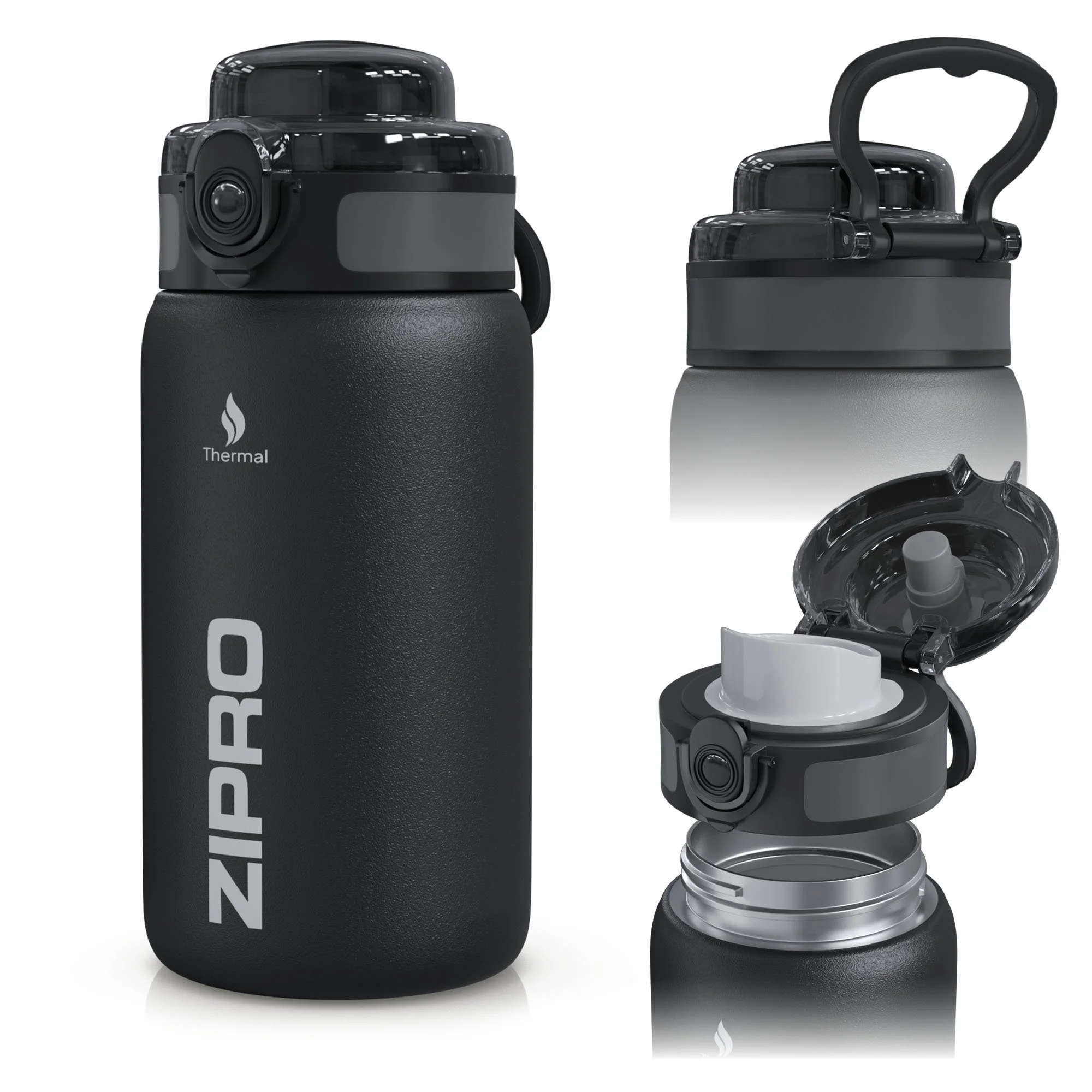 Φωτογραφία προϊόντος: Θερμός ZIPRO 500 ml Ανοξείδωτο Ατσάλι Μαύρο