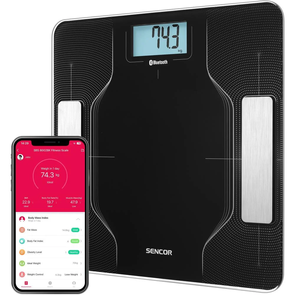 Φωτογραφία προϊόντος: Ζυγαριά Μπάνιου Smart Fitness με Bluetooth για iOS και Android Sencor SBS 8002BK
