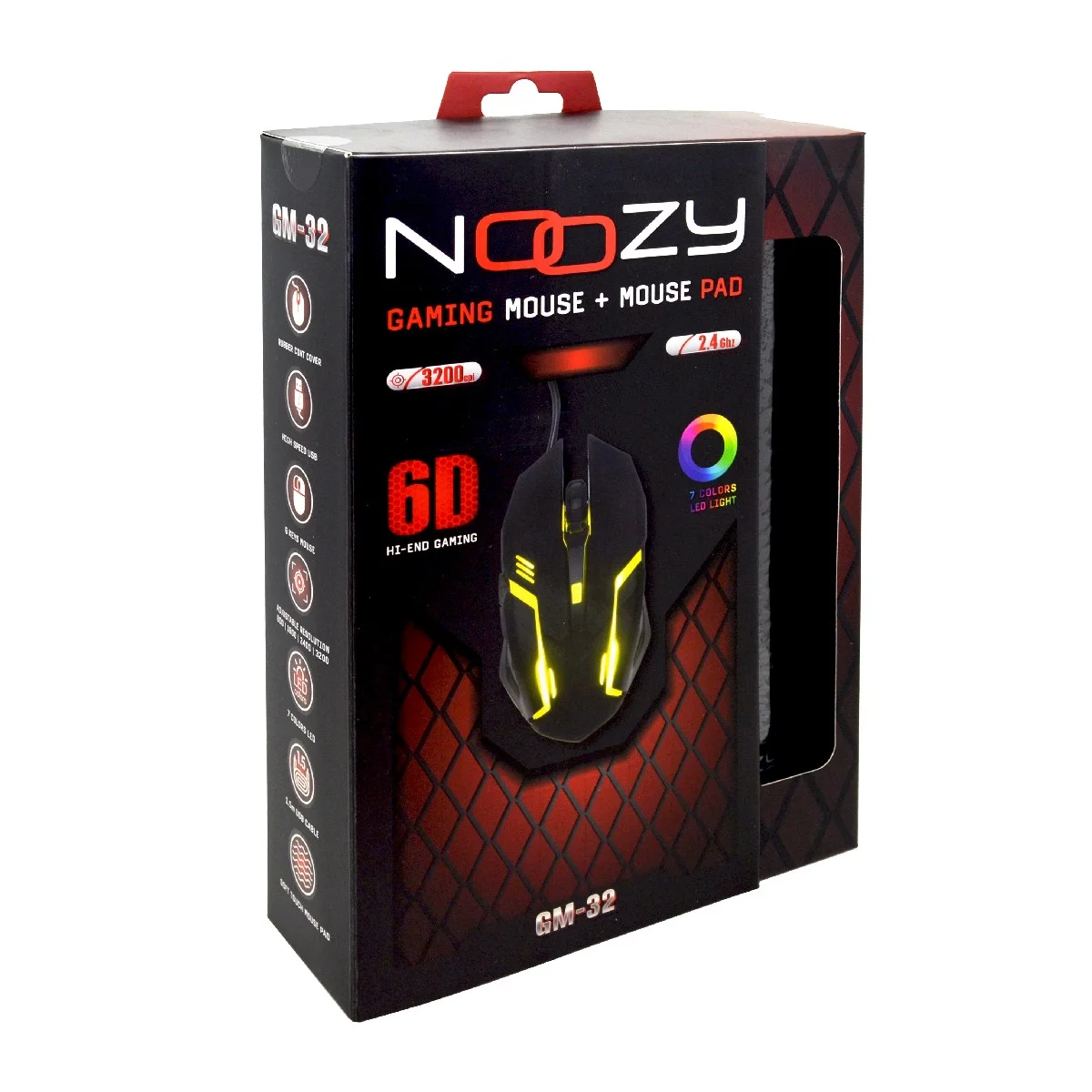 Φωτογραφία προϊόντος: Ενσύρματο Ποντίκι Gaming Noozy GM-32 6D με 6 Πλήκτρα, 3200 DPI και Mousepad