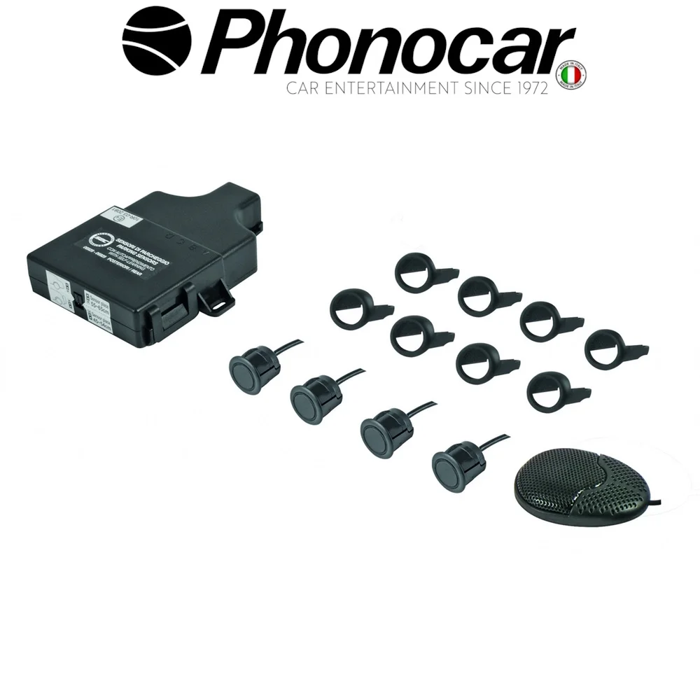 Φωτογραφία προϊόντος: Phonocar Κιτ συστήματος στάθμευσης για Εμπρος ή Πισω προφυλακτήρα, με 4 αισθητήρες Ø 19,5 mm , μαύρους, αποσπωμενους, και ηχητικη ενδειξη.