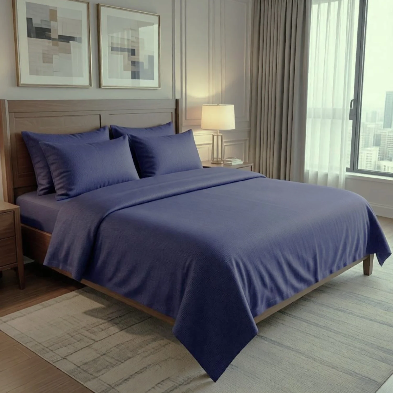 Φωτογραφία προϊόντος: MayHome Σετ Κουβερλί Polycotton King Size (Π: 260cm x Μ: 240cm) – 2224874344 Μονόχρωμο Μπλε Ραφ