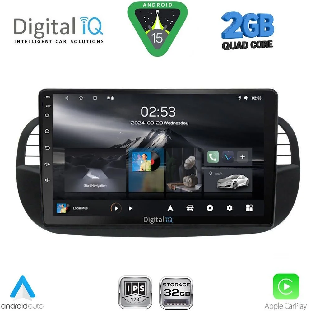 Φωτογραφία προϊόντος: DIGITAL IQ RSD 1130BL_CPA (9inc) MULTIMEDIA TABLET for FIAT 500 mod. 2007-2015 (BLACK)