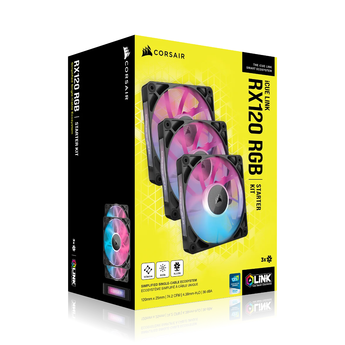 Φωτογραφία προϊόντος: Corsair Fan RX120 iCUE LINK RGB (Triple Pack, Controller, Black)
