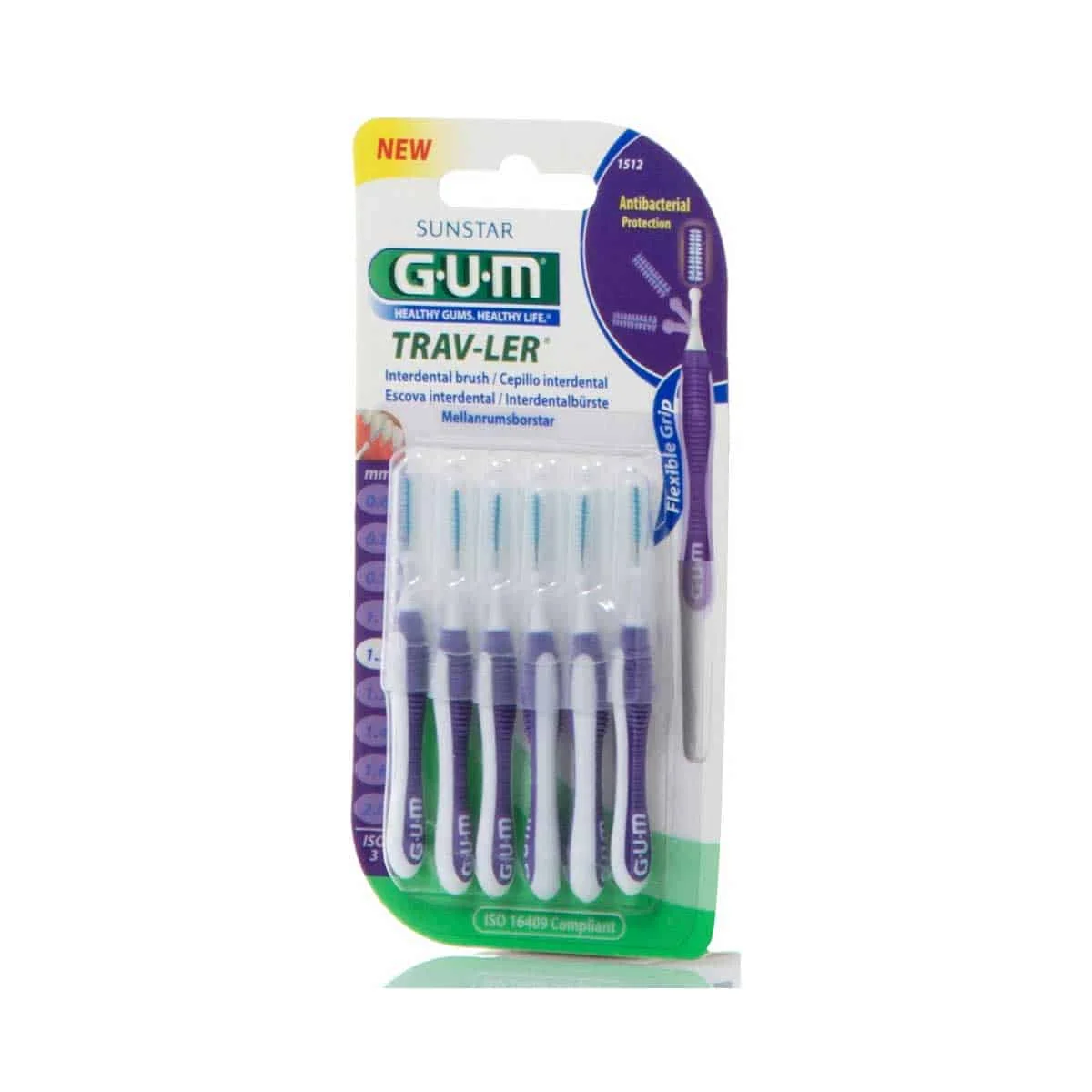 Φωτογραφία προϊόντος: Medipharmacy GUM Trav-ler 1512 Μεσοδόντια Βουρτσάκια 1.2mm Μωβ 6 τμχ