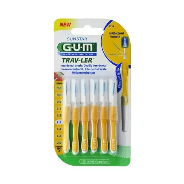 Φωτογραφία προϊόντος: Medipharmacy GUM Trav-ler 1514 Μεσοδόντια Βουρτσάκια 1.3mm Κίτρινα 6 τμχ