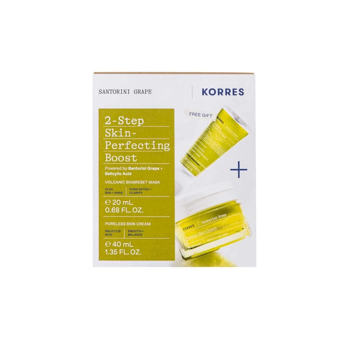 Φωτογραφία προϊόντος: Medipharmacy Korres 2-Step Skin-Perfecting Boost Santorini Grape Poreless Skin Cream 40 ml & Volcanic Skinreset Mask 20 ml