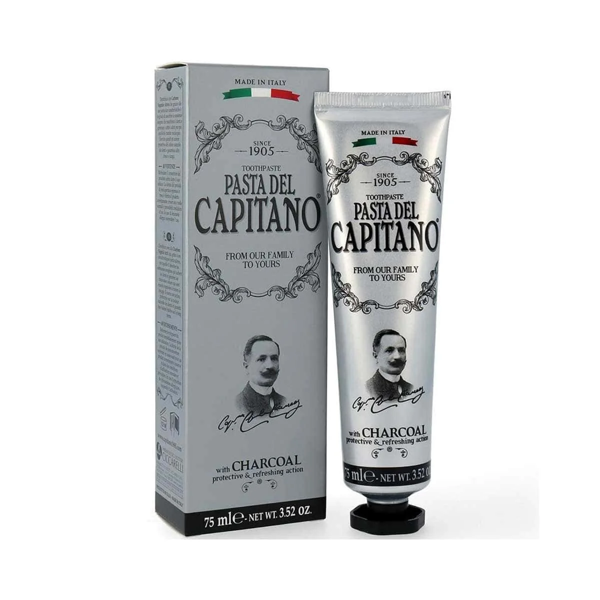 Φωτογραφία προϊόντος: Medipharmacy Pasta del Capitano Λευκαντική Οδοντόκρεμα με Ενεργό Φυσικό Άνθρακα 75 ml