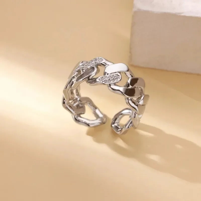 Φωτογραφία προϊόντος: Peach Jewelry Δαχτυλίδι Στυλ Γεωμετρικό Αλυσίδα Από Ανοξείδωτο Ατσάλι 304 Ρυθμιζόμενο